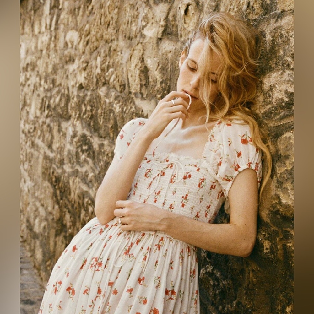 DÔEN Stanza Maxi Dress Sweet Abelia ASO Kylie Jenner Sz XS cotton silk Cottage - Picture 2 of 7